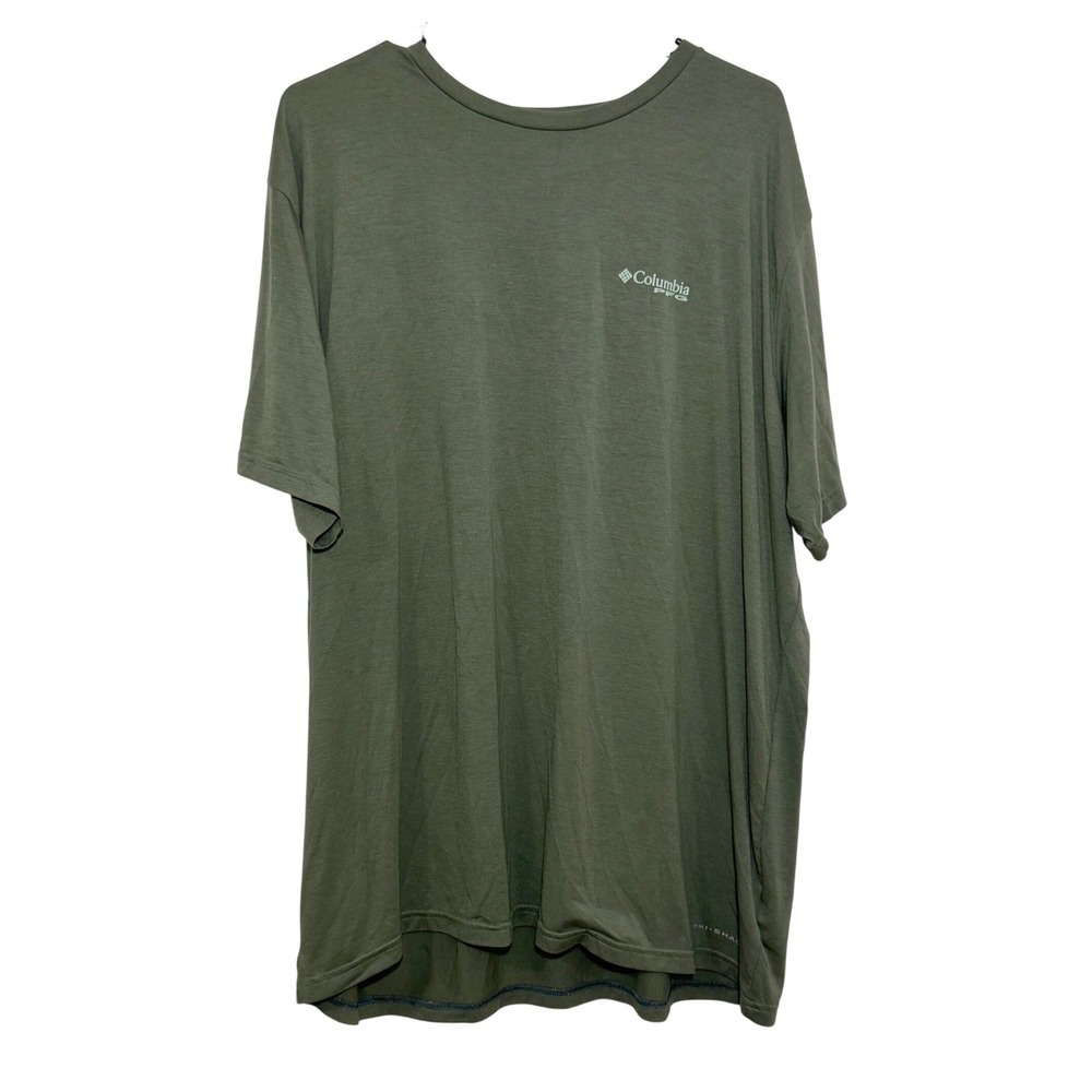 Columbia PFG Mens XL Olive Green Short Sleeve Fish Graphic‎ Performance T-Shirt